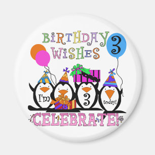 Silly Penguins 3rd Birthday Tshirts and Gifts Magnet