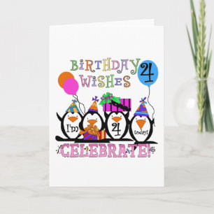 Silly Penguins 4th Birthday T-shirts and Gifts Card