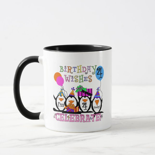 Silly Penguins 4th Birthday T-shirts and Gifts Mug (Left)