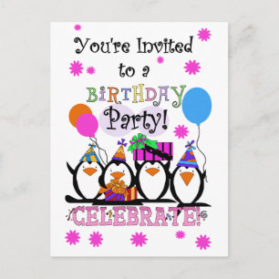 Silly Penguins Birthday Cards and Invitations