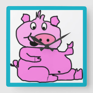SILLY PIGGY SQUARE WALL CLOCK