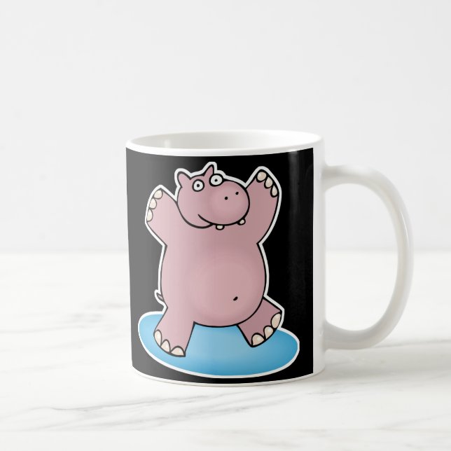 silly pink dancing hippo coffee mug (Right)