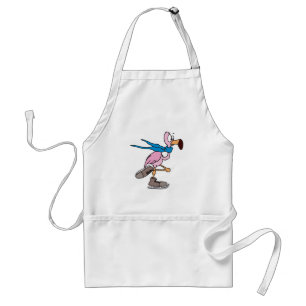 silly pink flamingo ice skating standard apron