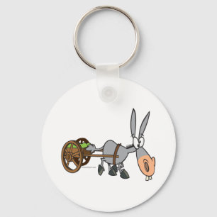 silly plodding donkey mule cartoon key ring