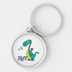 silly puff dragon cartoon character key ring