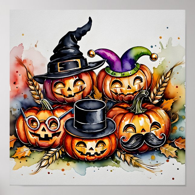 Silly Pumpkin Faces Poster (Front)