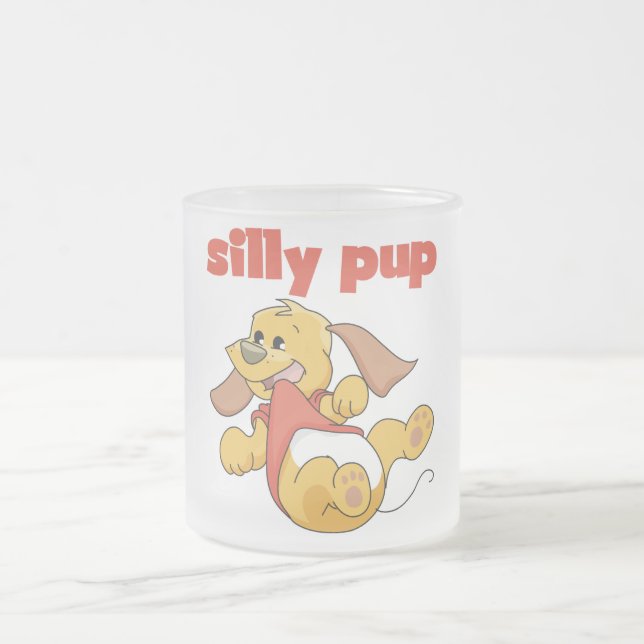 Silly Pup Tshirts and Gifts Frosted Glass Coffee Mug (Center)