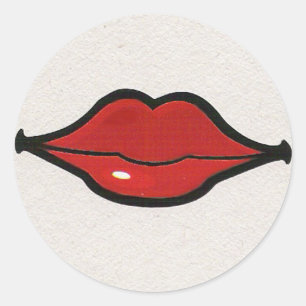 Silly Red Lips Classic Round Sticker
