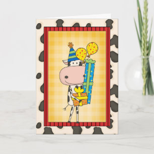 Silly Rhyming Birthday Cow Western Card