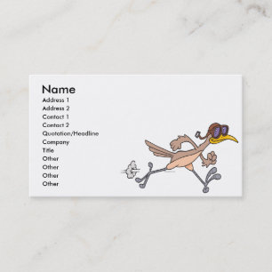 silly roadrunner bird cartoon business card
