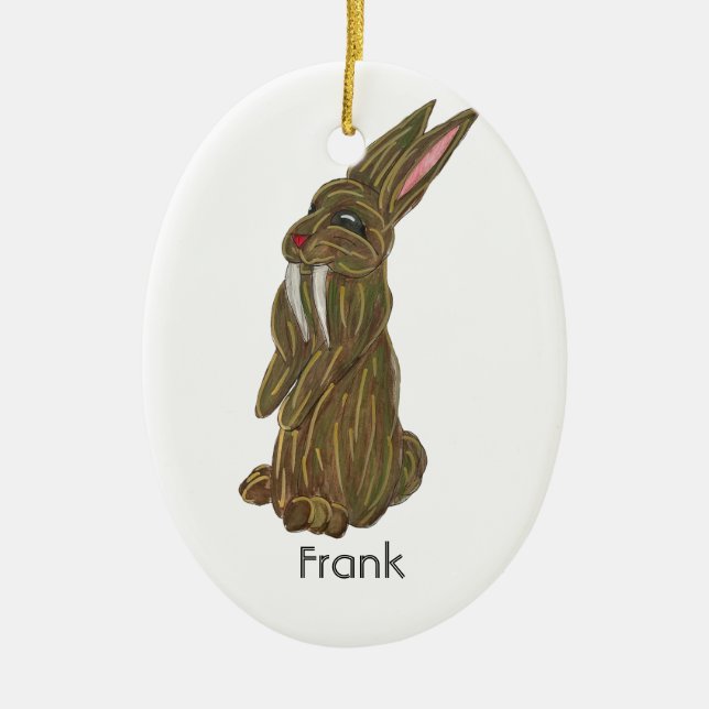 Silly Sabre Tooth Rabbit Ceramic Tree Decoration (Front)