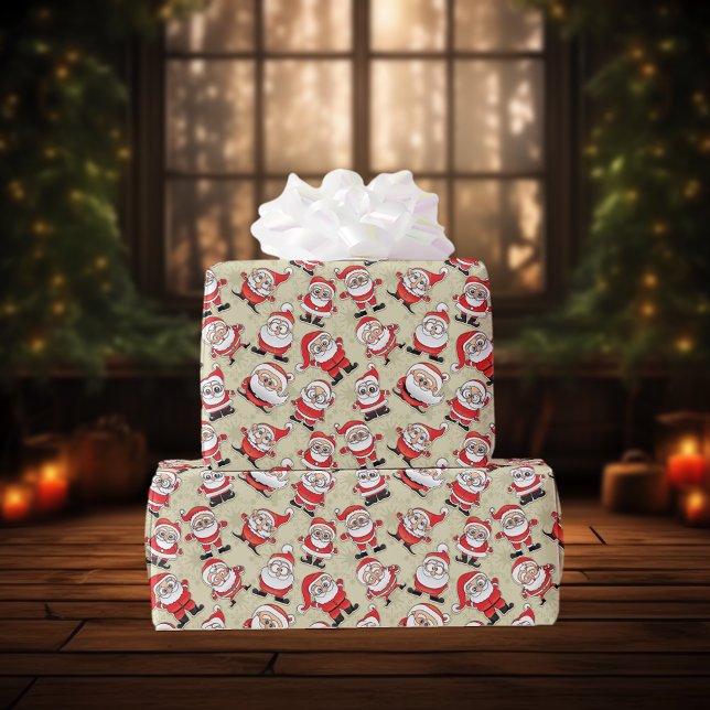 Silly Santa Claus Cartoon Character Pattern Wrapping Paper (Creator Uploaded)