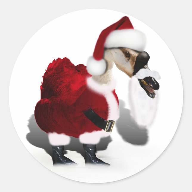 Silly Santa Goose - A Web Footed Christmas Classic Round Sticker (Front)