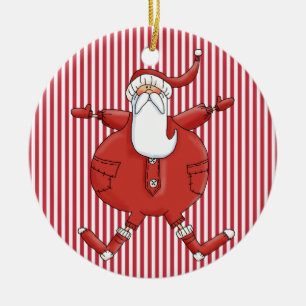 Silly Santa on Stripe Background Ornament