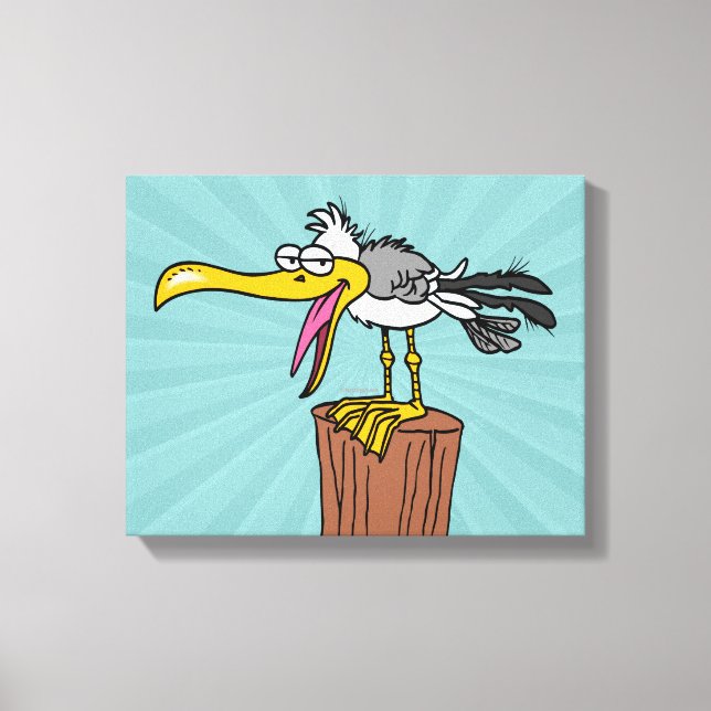 silly seagull cartoon canvas print (Front)