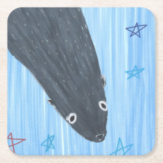 Silly Sealion Square Paper Coaster