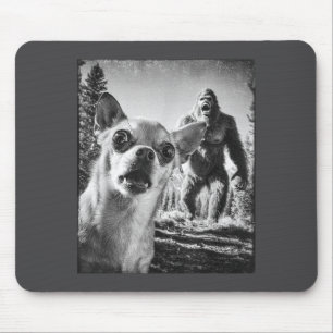 Silly Selfie Cryptid Chihuahua Humor Sasquatch Big Mouse Mat