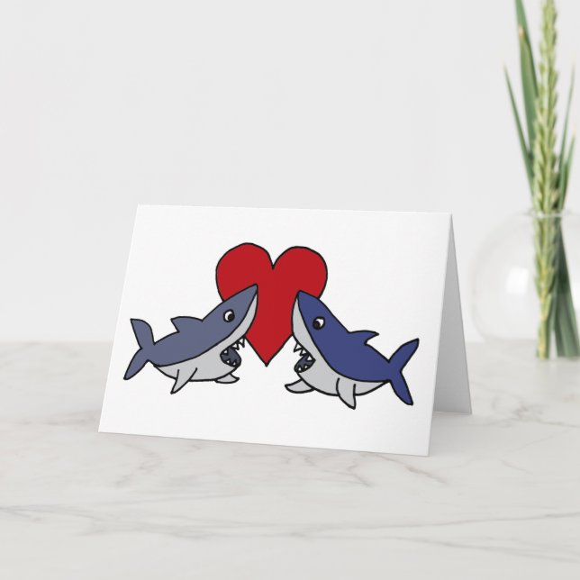 Silly Sharks in Love Art Card (Front)