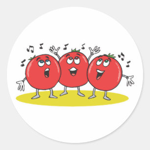 silly singing tomatoes trio classic round sticker