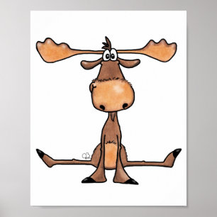 Silly Sitting Moose Poster