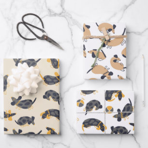 Silly Sleeping Dachshund Dogs Wrapping Paper Sheet