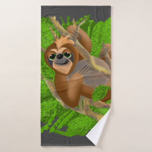 Silly Sloth Relaxing In A Tree Bath Towel