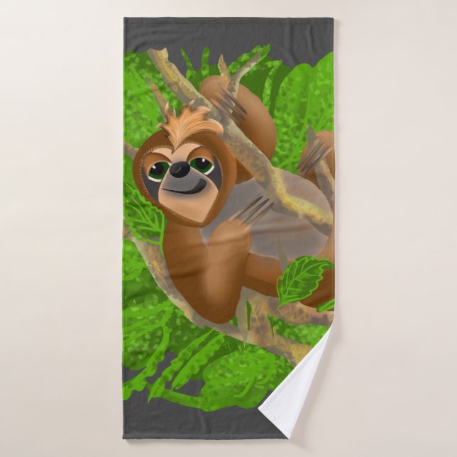 Silly Sloth Relaxing In A Tree Bath Towel (Bath Towel)