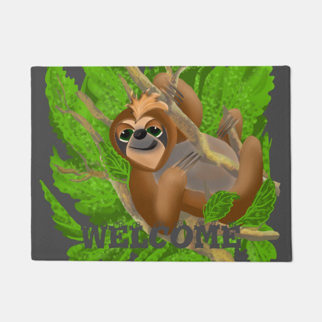 Silly Sloth Relaxing In A Tree Doormat (Front)