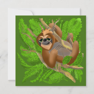 Silly Sloth Relaxing In A Tree Holiday Card