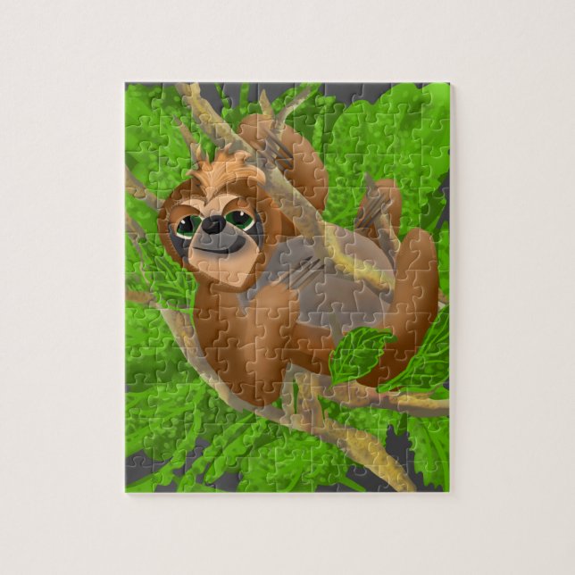 Silly Sloth Relaxing In A Tree Jigsaw Puzzle (Vertical)