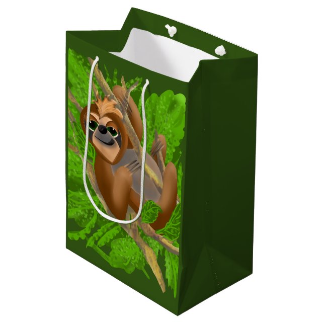 Silly Sloth Relaxing In A Tree Medium Gift Bag (Front Angled)
