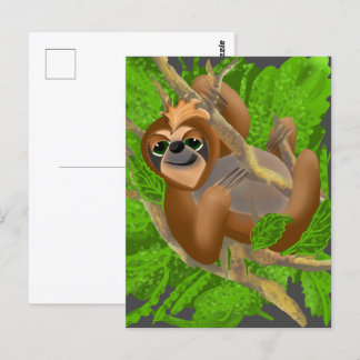 Silly Sloth Relaxing In A Tree Postcard