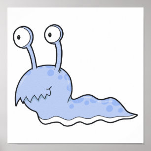 silly sluggy blue monster poster