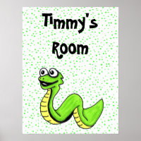 Silly Smiling Cartoon Snake Poster