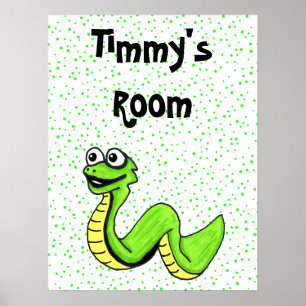 Silly Smiling Cartoon Snake Poster