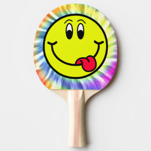 Silly Smiling Face Emoji Tie Dye Ping Pong Paddle