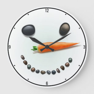 Silly Snowman Face Winter Holiday Custom Christmas Large Clock