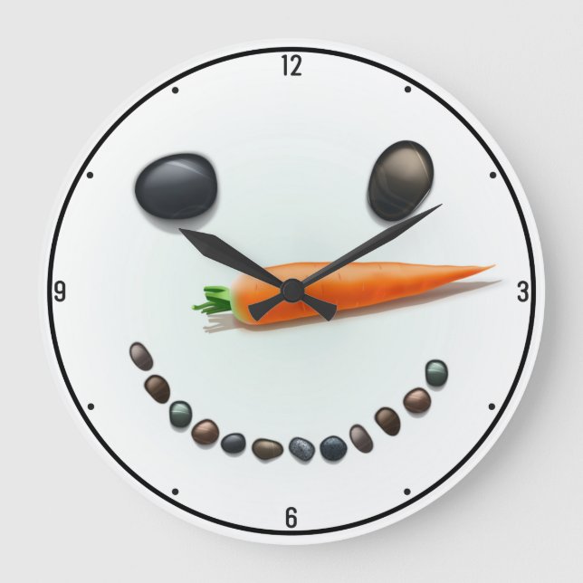 Silly Snowman Face Winter Holiday Custom Christmas Large Clock (Front)