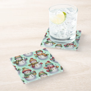 Silly Snowmen Glass Coaster