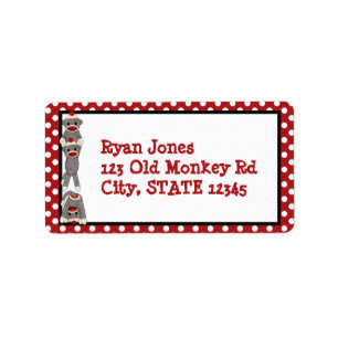 Silly SOCK MONKEY Birthday Address Label SMR