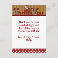 Silly SOCK MONKEY Thank You 3.5"x5" (FLAT style)