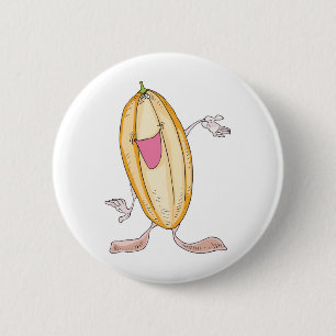 silly squash cartoon character 6 cm round badge