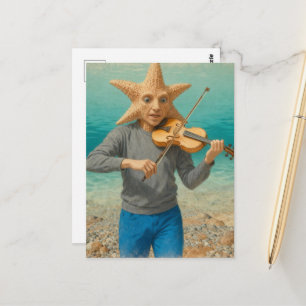 Silly Starfish Making Music Postcard
