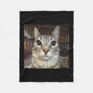 Silly Staring Cat Meme  Fleece Blanket