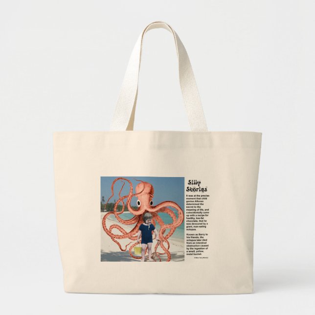 Silly Stories: Man-eating Octopus Large Tote Bag (Front)