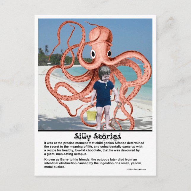 Silly Stories: Man-eating Octopus Postcard (Front)
