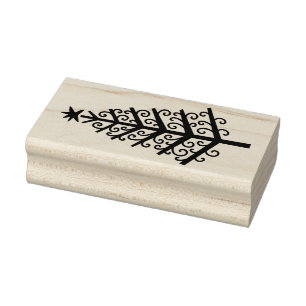 Silly Stylised Christmas Tree Wood Rubber Stamp