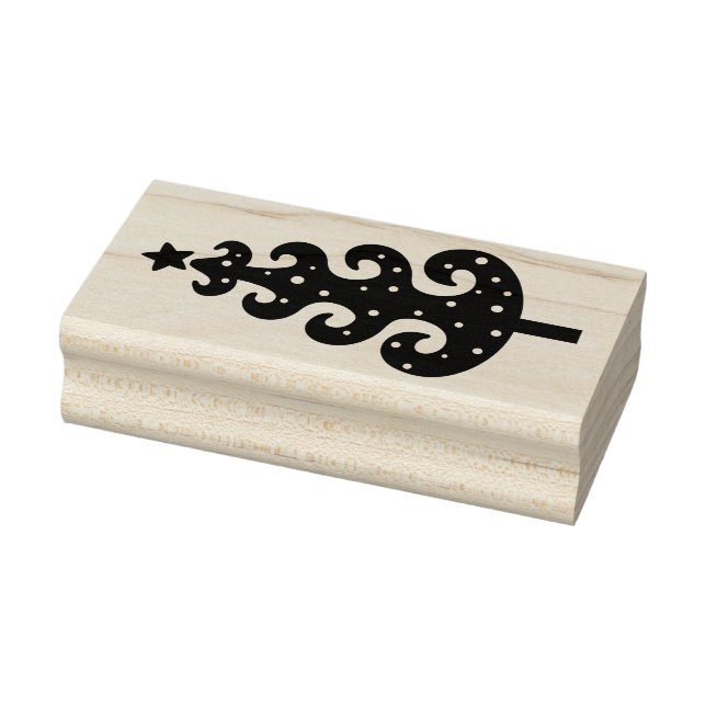 Silly Stylised Christmas Tree Wood Rubber Stamp (Stamp)