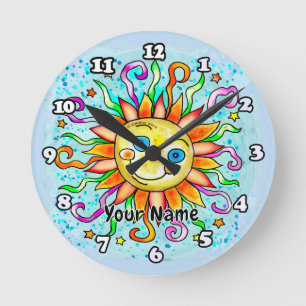 Silly Sun  Round Clock