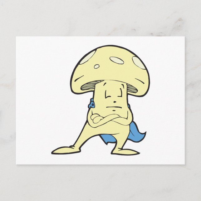 silly superhero hero fungi mushroom cartoon charac postcard (Front)